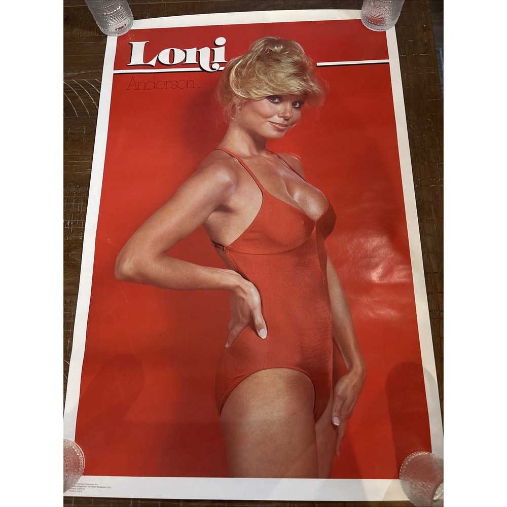 LONI ANDERSON Vintage Poster Sexy Babe Red Bathing Suit 1978 Mancave 35"x23"